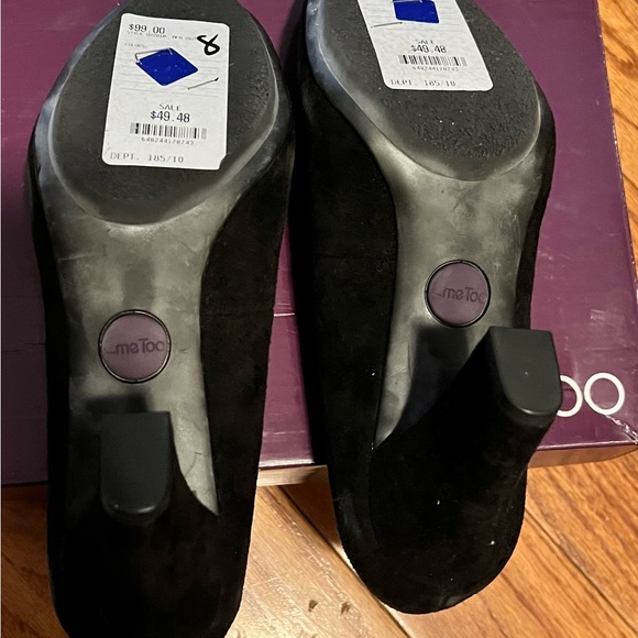 Me Too Size 8 Black Suede Chunky Heel, NWT  (orig $99) - Picture 3 of 9